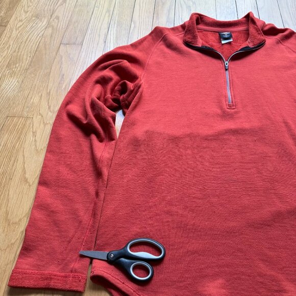 Patagonia Size M Burnt Orange Merino Wool 1/4 Zip Performance Base Layer Shirt - Picture 7 of 16